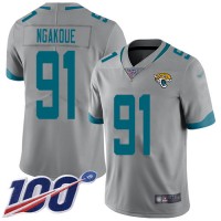 Nike Jacksonville Jaguars #91 Yannick Ngakoue Silver Men's Stitched NFL Limited Inverted Legend 100th Season Jersey