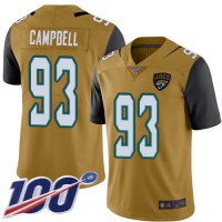 Nike Jacksonville Jaguars #93 Calais Campbell Gold Men's Stitched NFL Limited Rush 100th Season Jersey