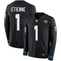 Nike Jacksonville Jaguars #1 Travis Etienne Black Team Color Men's Stitched NFL Limited Therma Long Sleeve Jersey