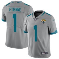 Nike Jacksonville Jaguars #1 Travis Etienne Silver Men's Stitched NFL Limited Inverted Legend Jersey