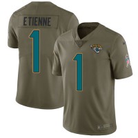 Nike Jacksonville Jaguars #1 Travis Etienne Olive Men's Stitched NFL Limited 2017 Salute To Service Jersey