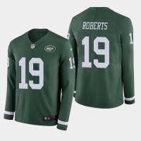 Nike New York Jets #19 Andre Roberts Green Team Color Men's Stitched NFL Limited Therma Long Sleeve Jersey