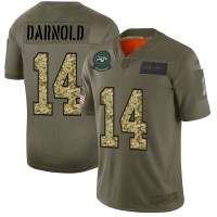 New York New York Jets #14 Sam Darnold Men's Nike 2019 Olive Camo Salute To Service Limited NFL Jersey