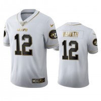 New York New York Jets #12 Joe Namath Men's Nike White Golden Edition Vapor Limited NFL 100 Jersey