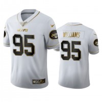 New York New York Jets #95 Quinnen Williams Men's Nike White Golden Edition Vapor Limited NFL 100 Jersey