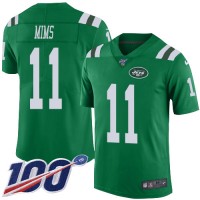 Nike New York Jets #11 Denzel Mim Green Men's Stitched NFL Limited Rush 100th Season Jersey