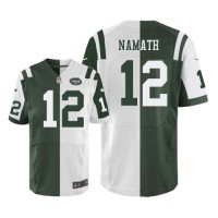 Nike New York Jets #12 Joe Namath Green/White Men's Stitched NFL Elite Split Jersey