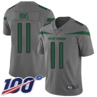 Nike New York Jets #11 Denzel Mim Gray Men's Stitched NFL Limited Inverted Legend 100th Season Jersey