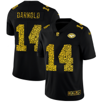 New York New York Jets #14 Sam Darnold Men's Nike Leopard Print Fashion Vapor Limited NFL Jersey Black