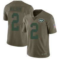 Nike New York Jets #2 Zach Wilson Olive Men's Stitched NFL Limited 2017 Salute To Service Jersey