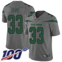 Nike New York Jets #33 Jamal Adams Gray Men's Stitched NFL Limited Inverted Legend 100th Season Jersey