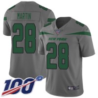 Nike New York Jets #28 Curtis Martin Gray Men's Stitched NFL Limited Inverted Legend 100th Season Jersey