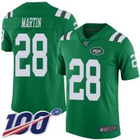 Nike New York Jets #28 Curtis Martin Green Men's Stitched NFL Limited Rush 100th Season Jersey