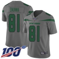Nike New York Jets #81 Quincy Enunwa Gray Men's Stitched NFL Limited Inverted Legend 100th Season Jersey
