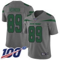 Nike New York Jets #89 Chris Herndon Gray Men's Stitched NFL Limited Inverted Legend 100th Season Jersey