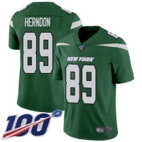 Nike New York Jets #89 Chris Herndon Green Team Color Men's Stitched NFL 100th Season Vapor Limited Jersey