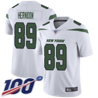 Nike New York Jets #89 Chris Herndon White Men's Stitched NFL 100th Season Vapor Limited Jersey