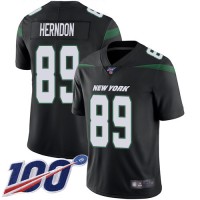 Nike New York Jets #89 Chris Herndon Black Alternate Men's Stitched NFL 100th Season Vapor Limited Jersey
