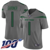 Nike New York Jets #1 Ahmad Sauce Gardner Gray Men's Stitched NFL Limited Inverted Legend 100th Season Jersey