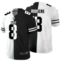 New York New York Jets #8 Aaron Rodgers Men's Black V White Peace Split Nike Vapor Untouchable Limited NFL Jersey