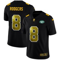New York New York Jets #8 Aaron Rodgers Men's Black Nike Golden Sequin Vapor Limited NFL Jersey