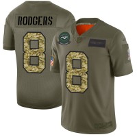 New York New York Jets #8 Aaron Rodgers Men's Nike 2019 Olive Camo Salute To Service Limited NFL Jersey