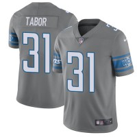 Nike Detroit Lions #31 Teez Tabor Gray Men's Stitched NFL Limited Rush Jersey