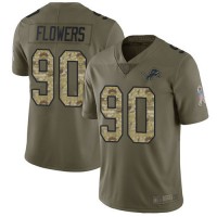Nike Detroit Lions #90 Trey Flowers Olive/Camo Men's Stitched NFL Limited 2017 Salute To Service Jersey