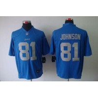 Nike Detroit Lions #81 Calvin Johnson Blue Alternate Throwback Men's Stitched NFL Limited Jersey