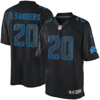 Nike Detroit Lions #20 Barry Sanders Black Men's Stitched NFL Impact Limited Jersey