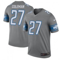 Nike Detroit Lions #27 Justin Coleman Gray Men's Stitched NFL Limited Rush Jersey