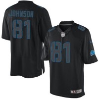 Nike Detroit Lions #81 Calvin Johnson Black Men's Stitched NFL Impact Limited Jersey