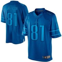 Nike Detroit Lions #81 Calvin Johnson Blue Men's Stitched NFL Drenched Limited Jersey