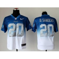 Nike Detroit Lions #20 Barry Sanders Blue/White Men's Stitched NFL Elite Fadeaway Fashion Jersey