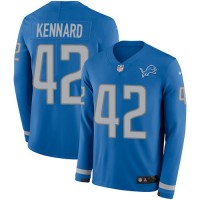 Nike Detroit Lions #42 Devon Kennard Blue Team Color Men's Stitched NFL Limited Therma Long Sleeve Jersey