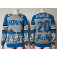 Nike Detroit Lions #20 Barry Sanders Blue/Grey Men's Ugly Sweater