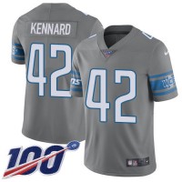 Nike Detroit Lions #42 Devon Kennard Gray Men's Stitched NFL Limited Rush 100th Season Jersey