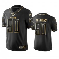 Detroit Lions #90 Trey Flowers Men's Stitched NFL Vapor Untouchable Limited Black Golden Jersey