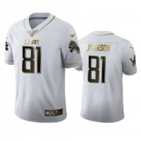 Detroit Detroit Lions #81 Calvin Johnson Men's Nike White Golden Edition Vapor Limited NFL 100 Jersey