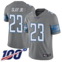Nike Detroit Lions #23 Darius Slay Jr Gray Men's Stitched NFL Limited Rush 100th Season Jersey