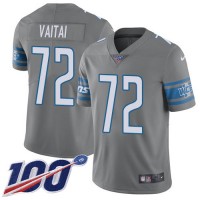 Nike Detroit Lions #72 Halapoulivaati Vaitai Gray Men's Stitched NFL Limited Rush 100th Season Jersey