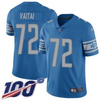 Nike Detroit Lions #72 Halapoulivaati Vaitai Blue Team Color Men's Stitched NFL 100th Season Vapor Untouchable Limited Jersey