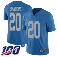 Nike Detroit Lions #20 Barry Sanders Blue Throwback Men's Stitched NFL 100th Season Vapor Limited Jersey