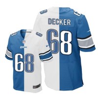 Nike Detroit Lions #68 Taylor Decker Blue/White Men's Stitched NFL Elite Split Jersey