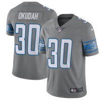 Nike Detroit Lions #30 Jeff Okudah Gray Men's Stitched NFL Limited Rush Jersey
