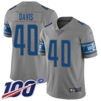 Nike Detroit Lions #40 Jarrad Davis Gray Men's Stitched NFL Limited Inverted Legend 100th Season Jersey