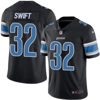 Nike Detroit Lions #32 D'Andre Swift Black Men's Stitched NFL Limited Rush Jersey