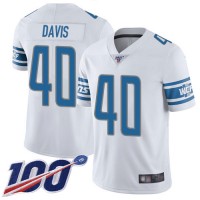 Nike Detroit Lions #40 Jarrad Davis White Men's Stitched NFL 100th Season Vapor Limited Jersey