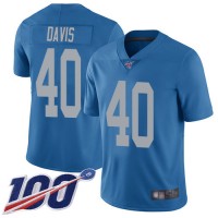 Nike Detroit Lions #40 Jarrad Davis Blue Throwback Men's Stitched NFL 100th Season Vapor Limited Jersey