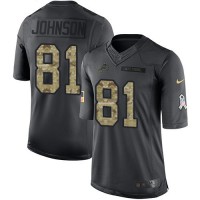 Nike Detroit Lions #81 Calvin Johnson Black Men's Stitched NFL Limited 2016 Salute To Service Jersey